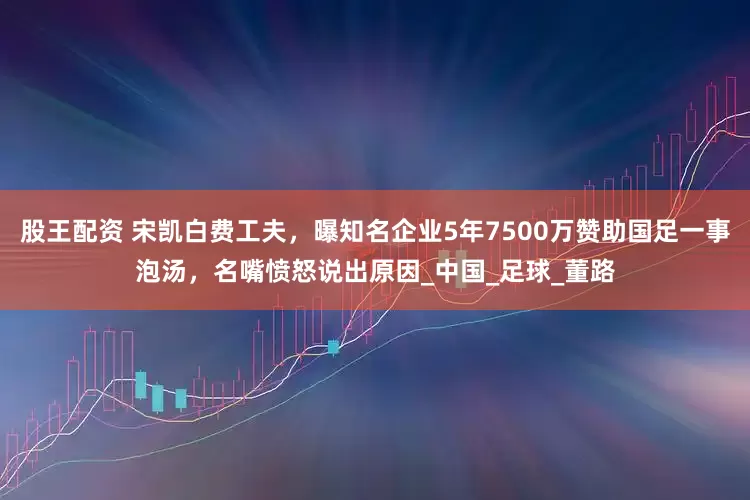 股王配资 宋凯白费工夫，曝知名企业5年7500万赞助国足一事泡汤，名嘴愤怒说出原因_中国_足球_董路